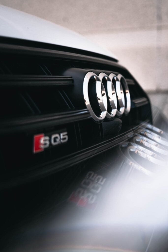 Close Up Shot of an Audi Emblem